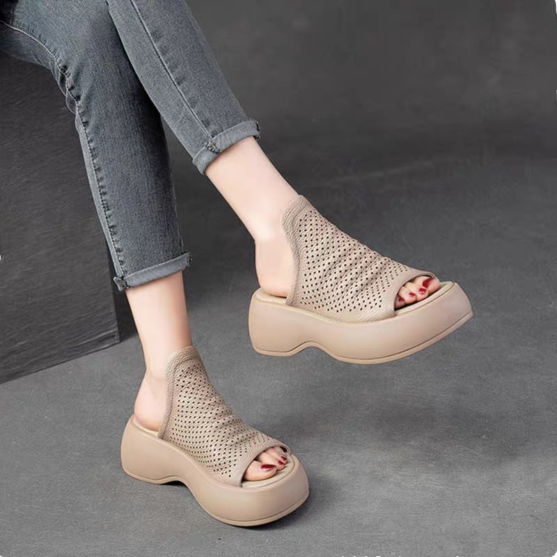 Fashion Voile Design Peep Toe Women's Shoes Comfortable Breathable High Platform