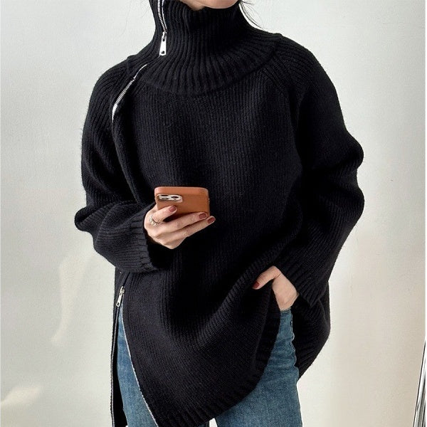 Loose High Collar Bottoming Sweater Korean Simple Top For Women