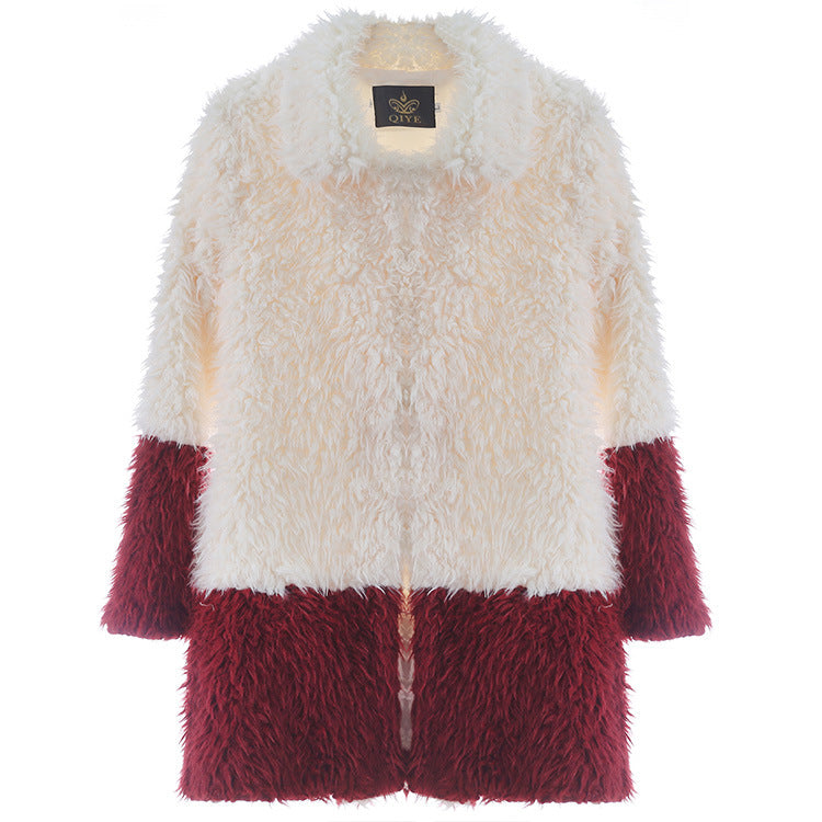 Medium length wide imitation fur cotton jacket