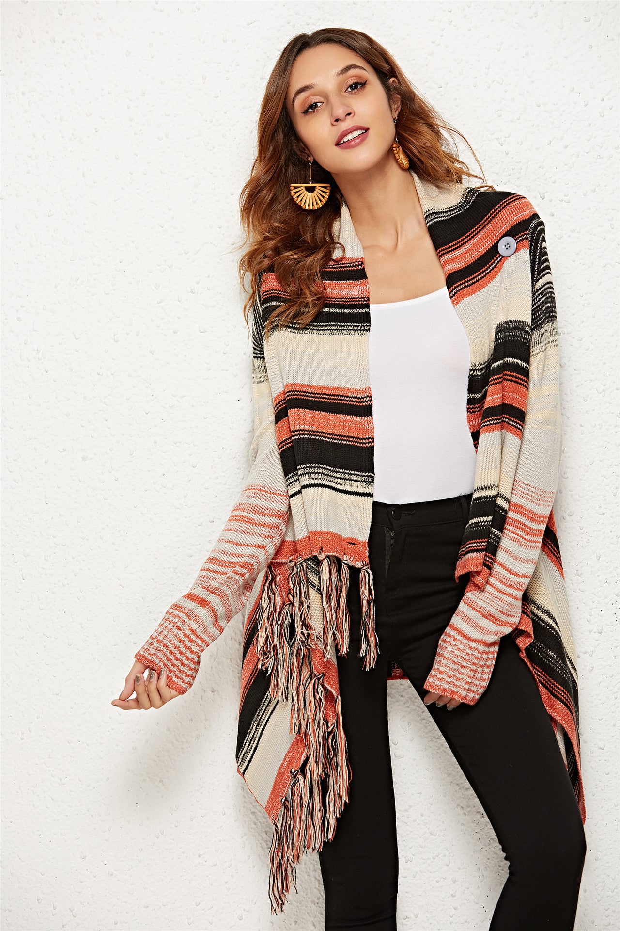 Shawl knit cardigan sweater coat