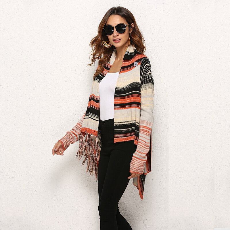 Shawl knit cardigan sweater coat