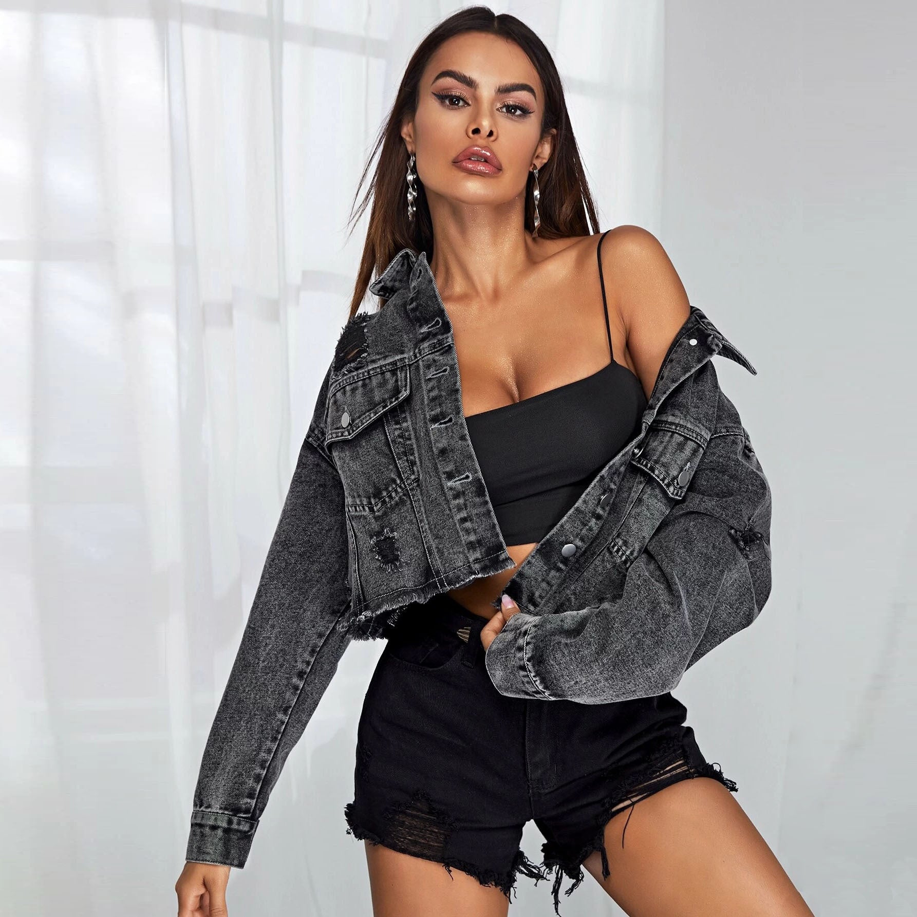 New Fashion Frayed Denim Short Jacket