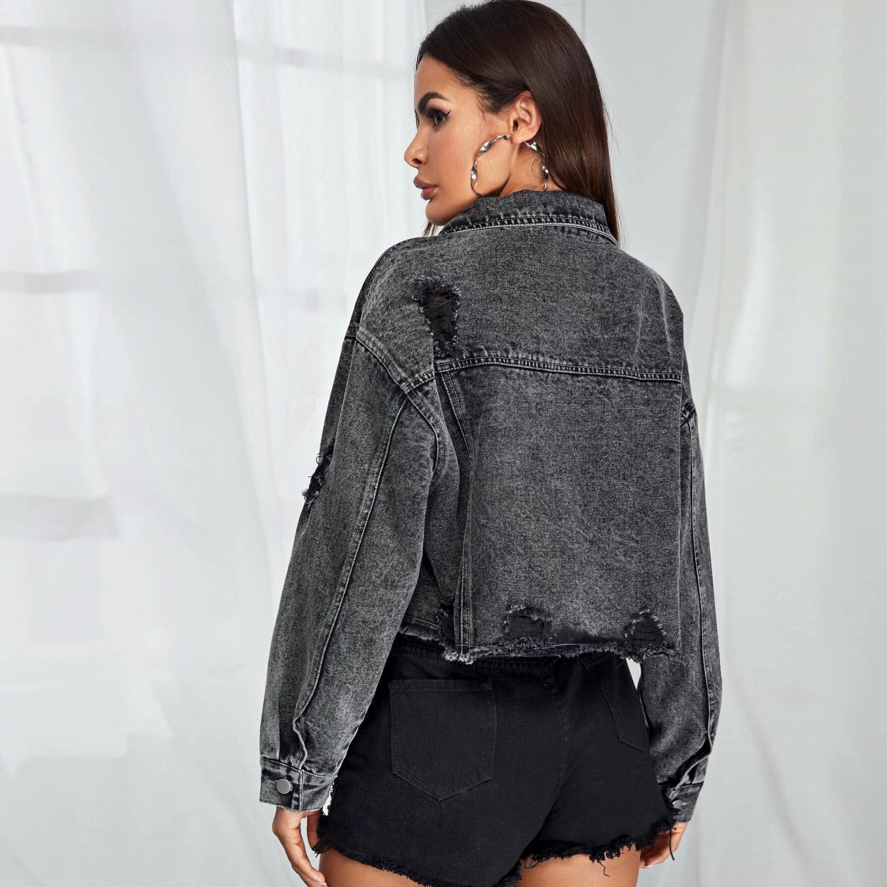 New Fashion Frayed Denim Short Jacket