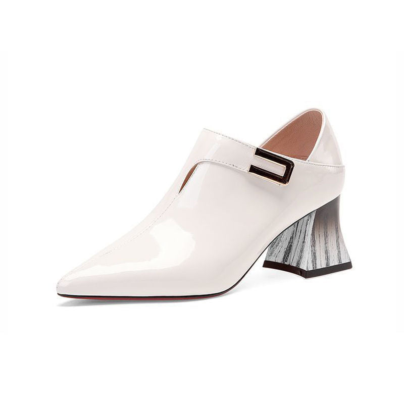 Pointed Patent Leather Single Shoes Women High Heels