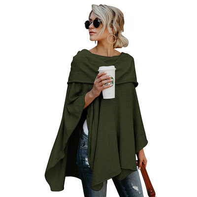 One Shoulder Loose Large Size Irregular Hem Cape Top Women