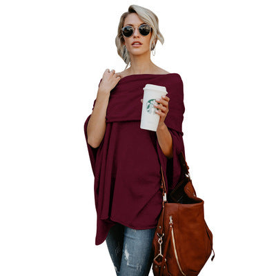 One Shoulder Loose Large Size Irregular Hem Cape Top Women