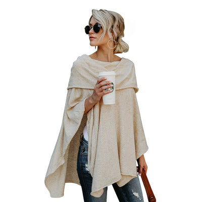 One Shoulder Loose Large Size Irregular Hem Cape Top Women