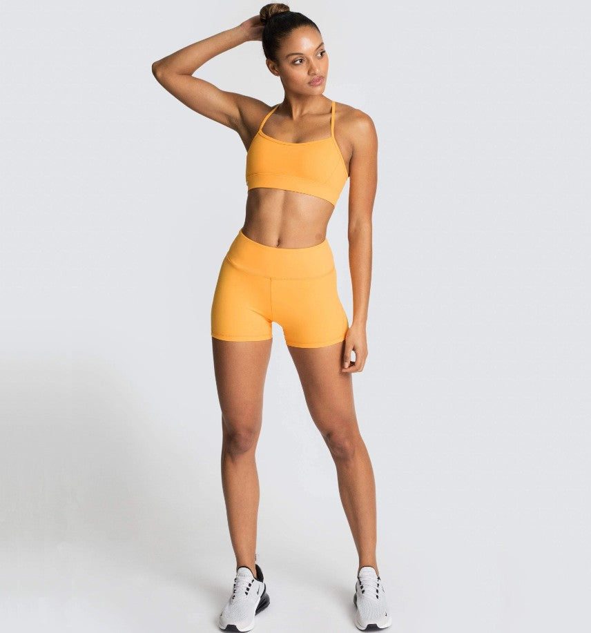 Knitted Sports Tank Top Shorts Yoga Wear Bra Fitness Suit Women