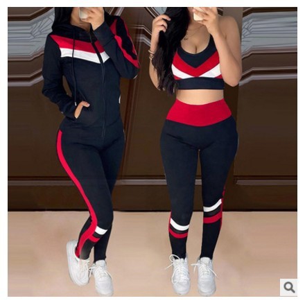 Women Spring And Autumn Hoodie Three Pieces Set Leisure