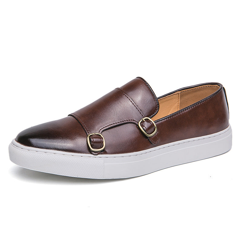 Ariam Men's Fashion Casual Double Buckle Leather Shoes