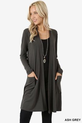 Simple Coat Long Sleeve Mid-length Cardigan Women's Clothing