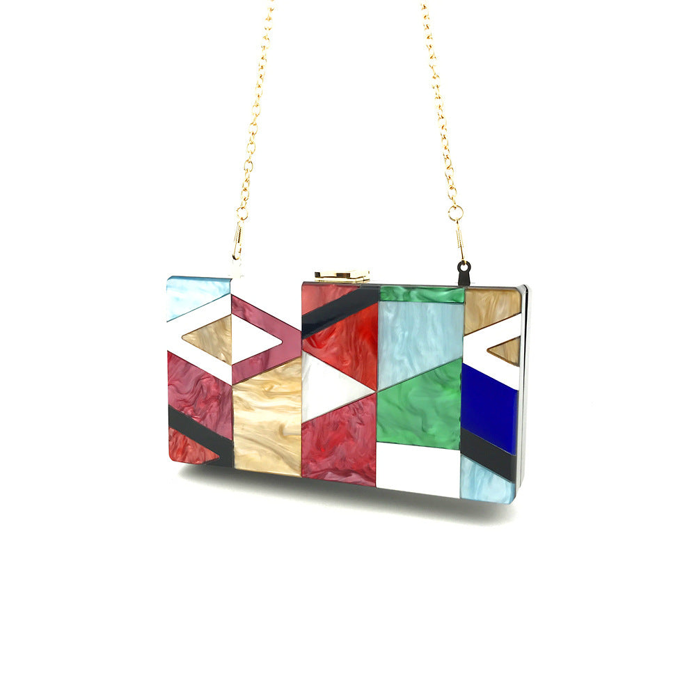 Multicolored Contrast Acrylic Clutch Bag