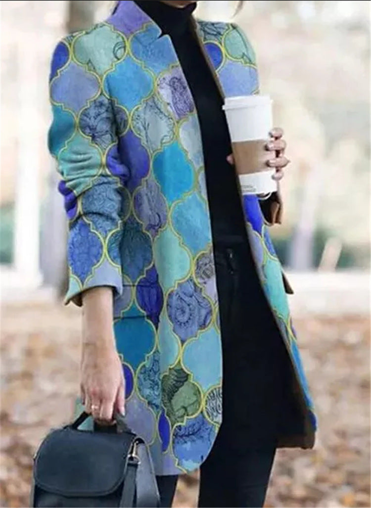 Long sleeve print coat lapel small suit