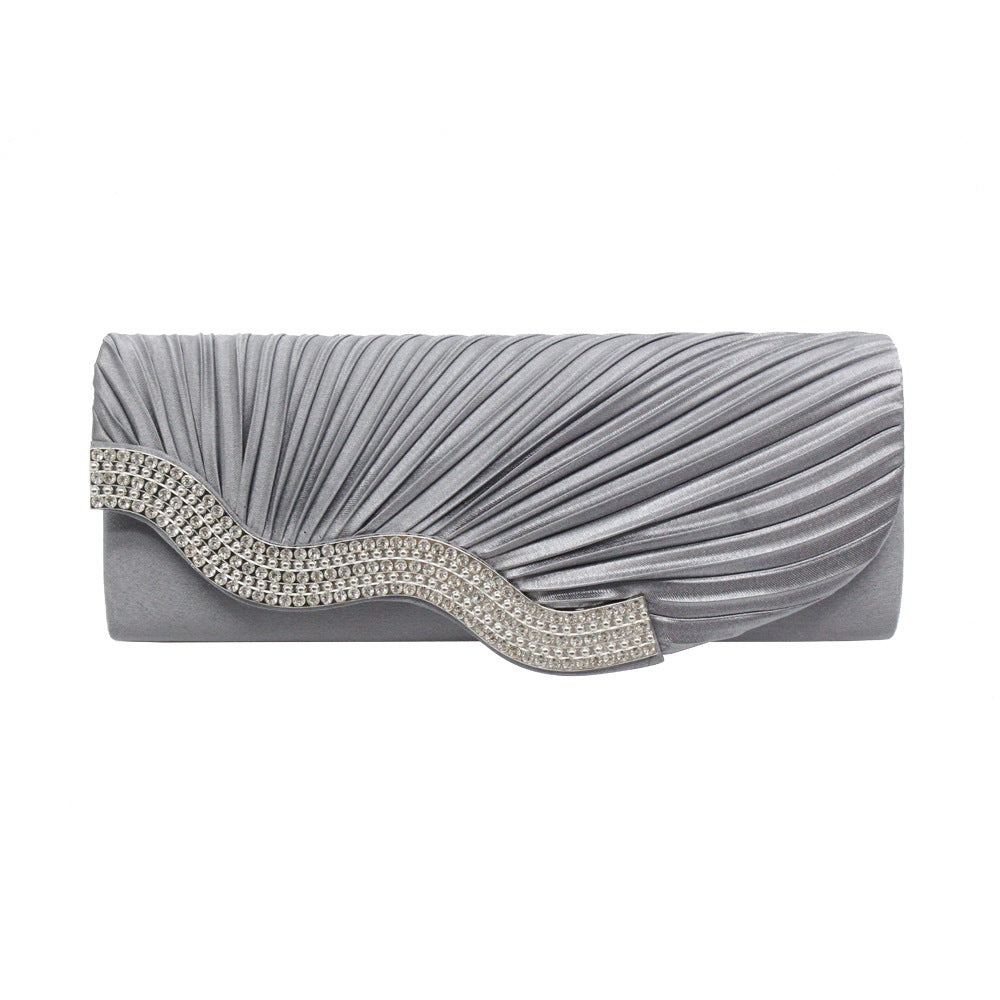 Rhinestone pleated clutch