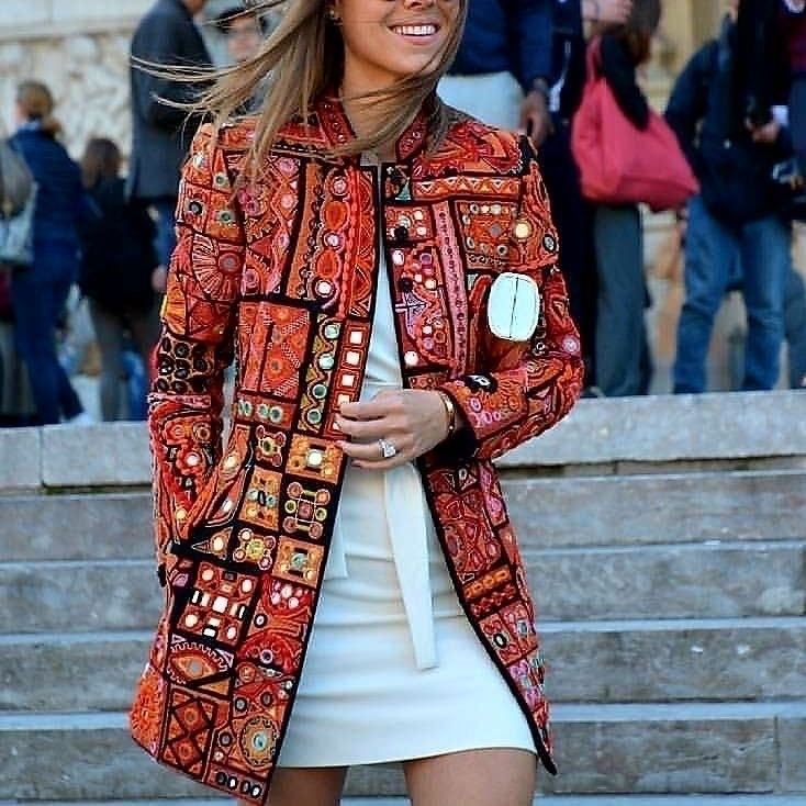 Women's Digital Printing Mid Length Cardigan Jacket