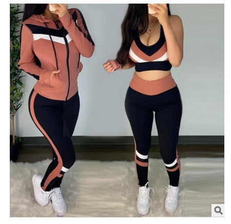 Women Spring And Autumn Hoodie Three Pieces Set Leisure