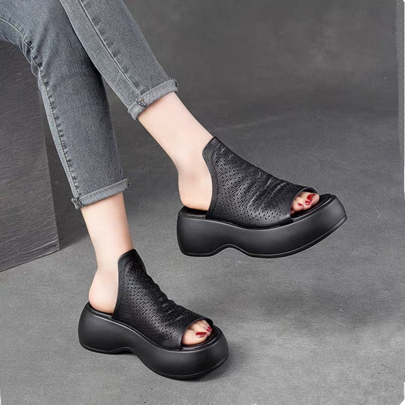 Fashion Voile Design Peep Toe Women's Shoes Comfortable Breathable High Platform