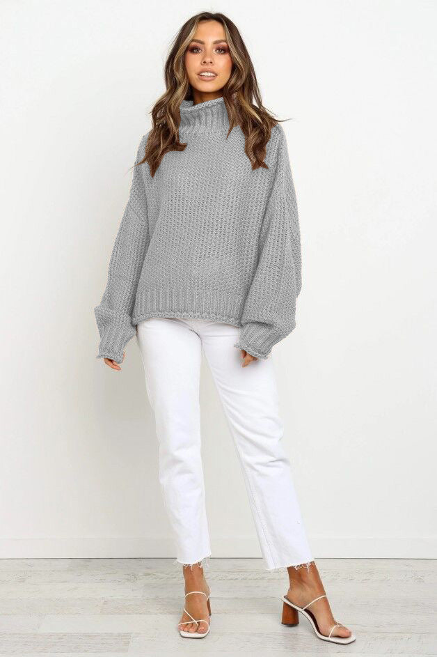 Fall Winter Pullover High-neck Loose-fitting Women's Sweater