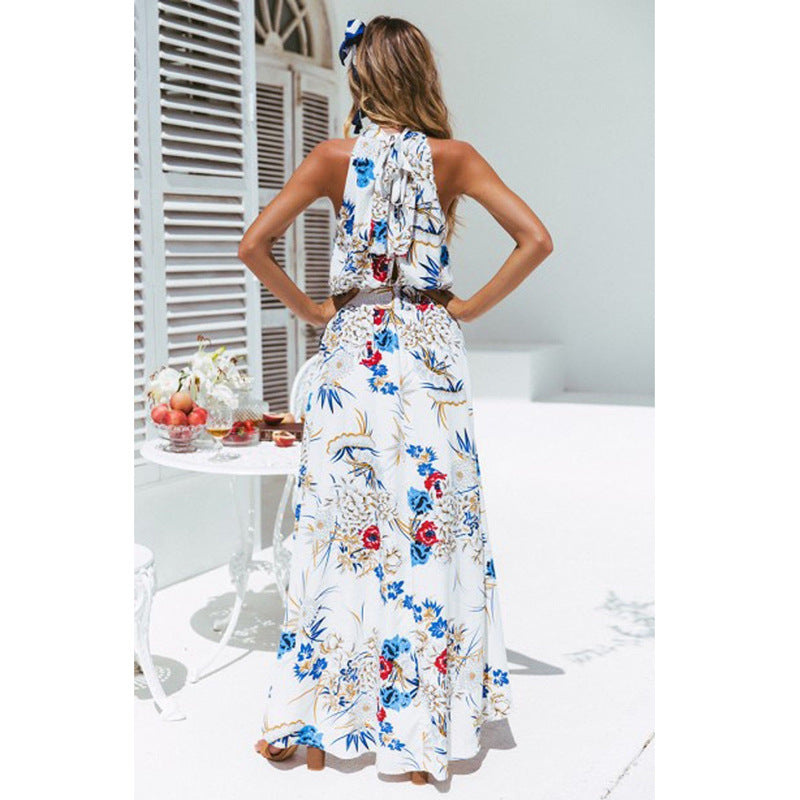 Beach Flowers Print Dress Bohemian Style Long Dress Summer