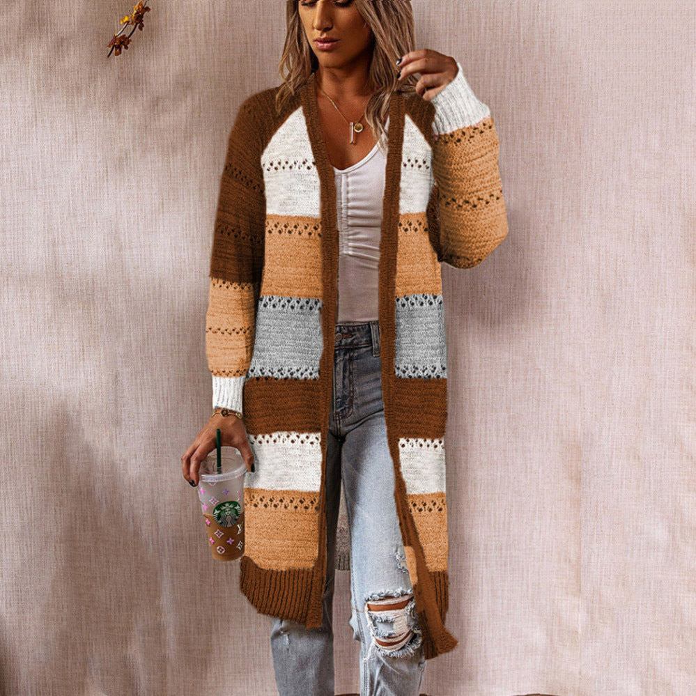 Women's Fashion Casual Clash Of Colors Cardigan Sweater