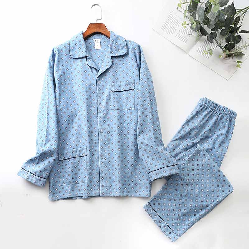 Brushed Cloth Long-sleeved Lapel Pajama Set