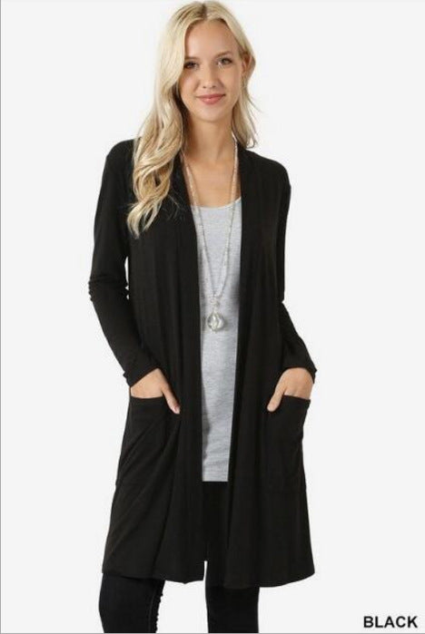 Simple Coat Long Sleeve Mid-length Cardigan Women's Clothing