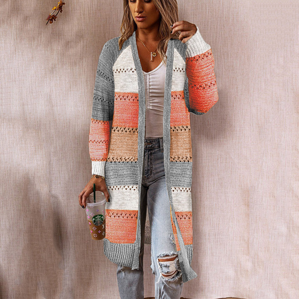 Women's Fashion Casual Clash Of Colors Cardigan Sweater