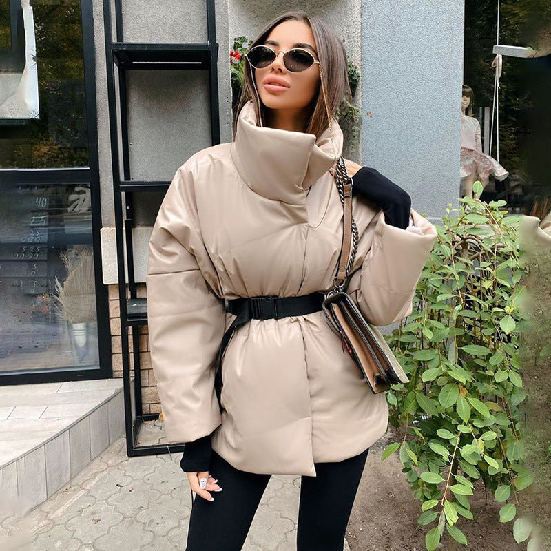 Women's solid color thick cotton trench coat