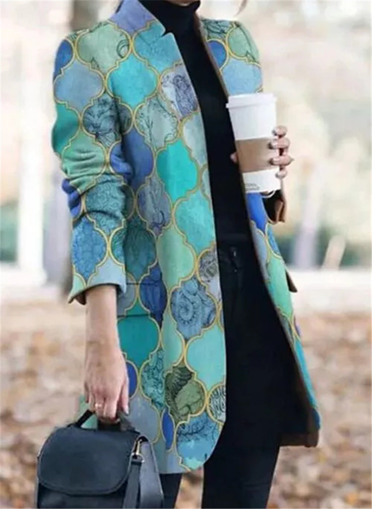 Long sleeve print coat lapel small suit