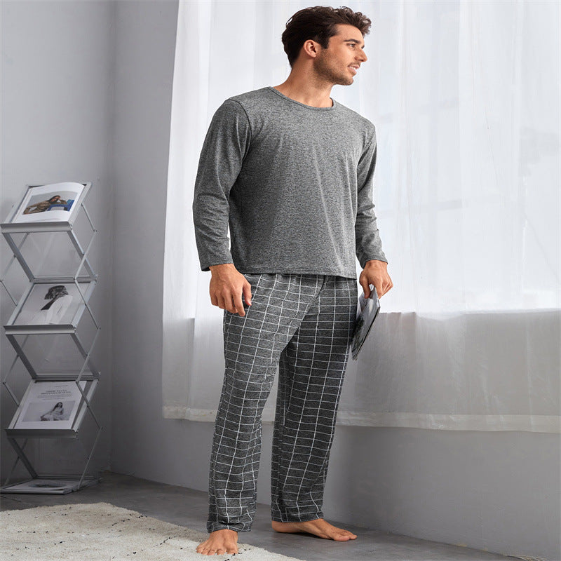 Thin Section Plaid Loungewear Outer Pants Men's Suit