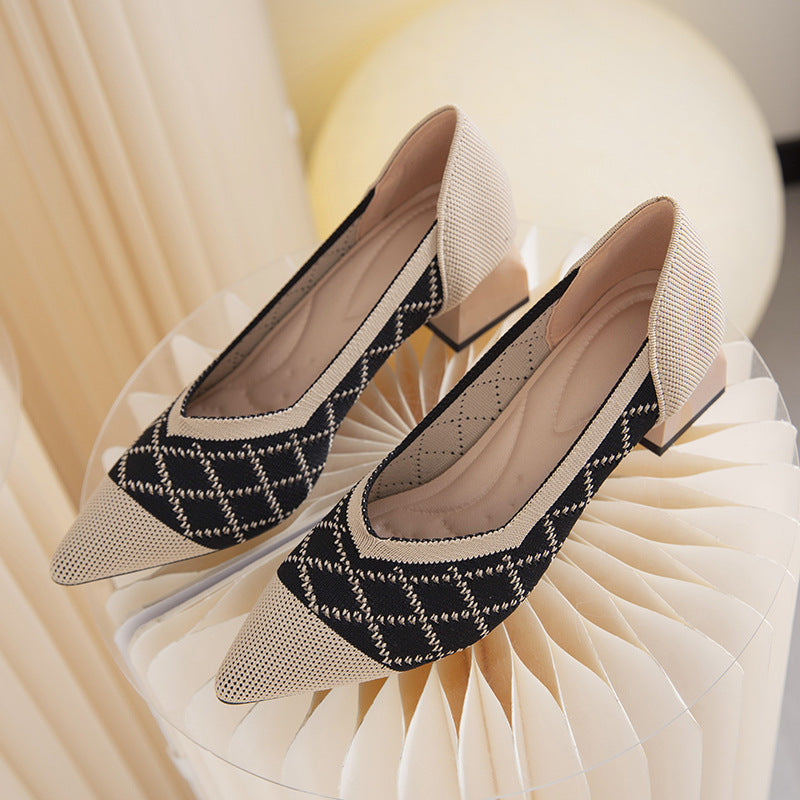 Japanese And Korean Flying Woven Women Pumps Simple