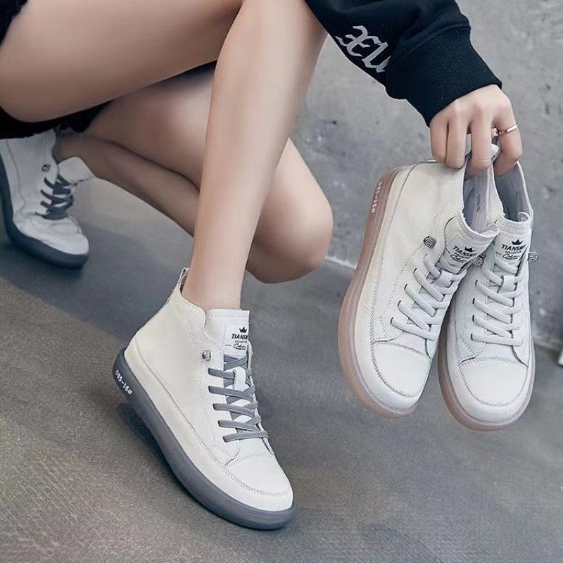 Women's Fashion Lace-up White Casual Breathable Shoes