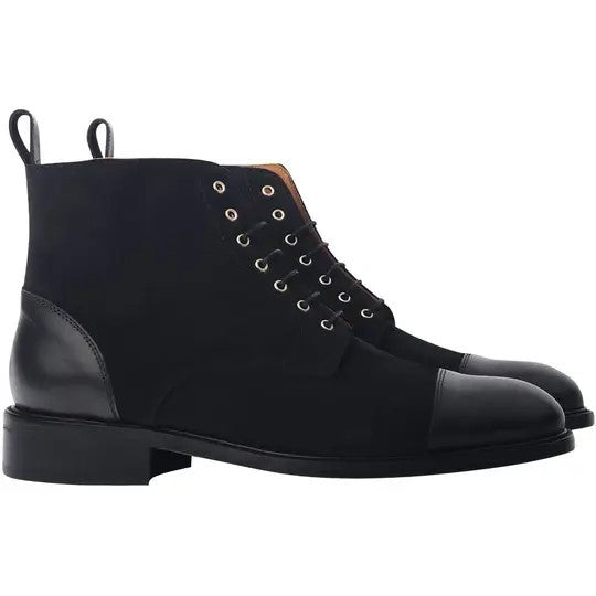 Flat Bottom Wedge Pointed Men's Short Boots