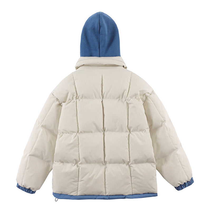 Color Contrast Patchwork Winter Thick Loose Bread Cotton-padded Jacket Vibe Style