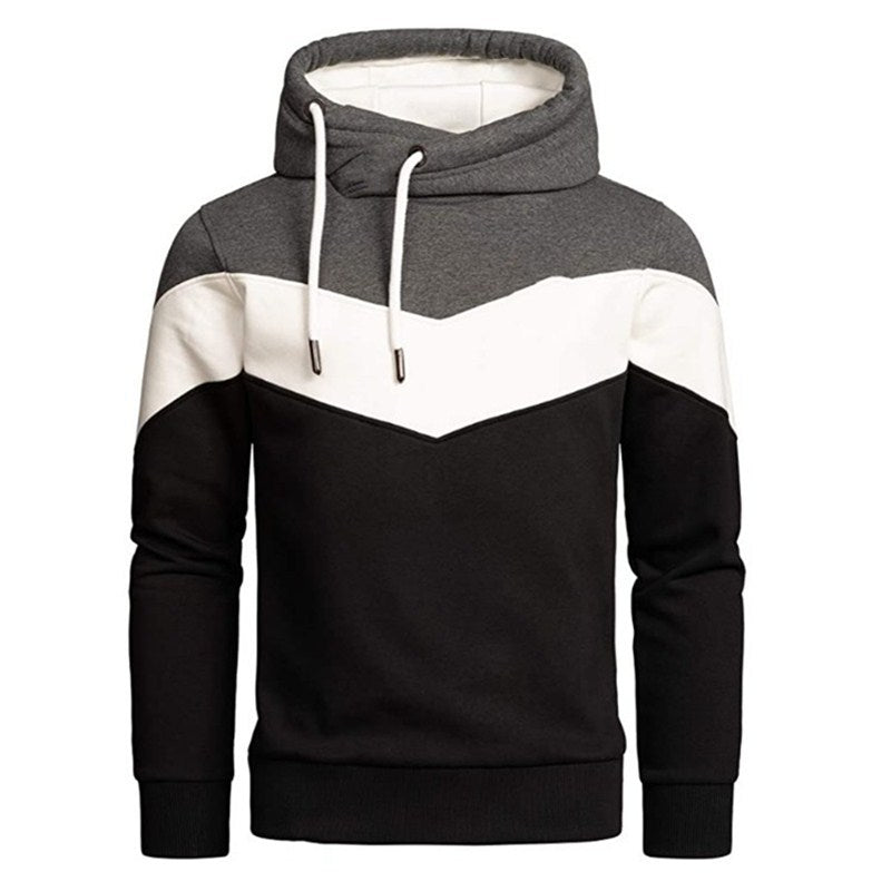 Heavy Hooded Solid Color Stitching Men's Sweater