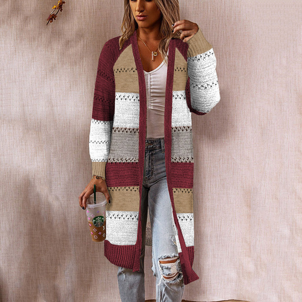 Women's Fashion Casual Clash Of Colors Cardigan Sweater