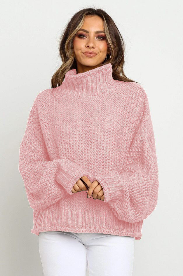 Fall Winter Pullover High-neck Loose-fitting Women's Sweater