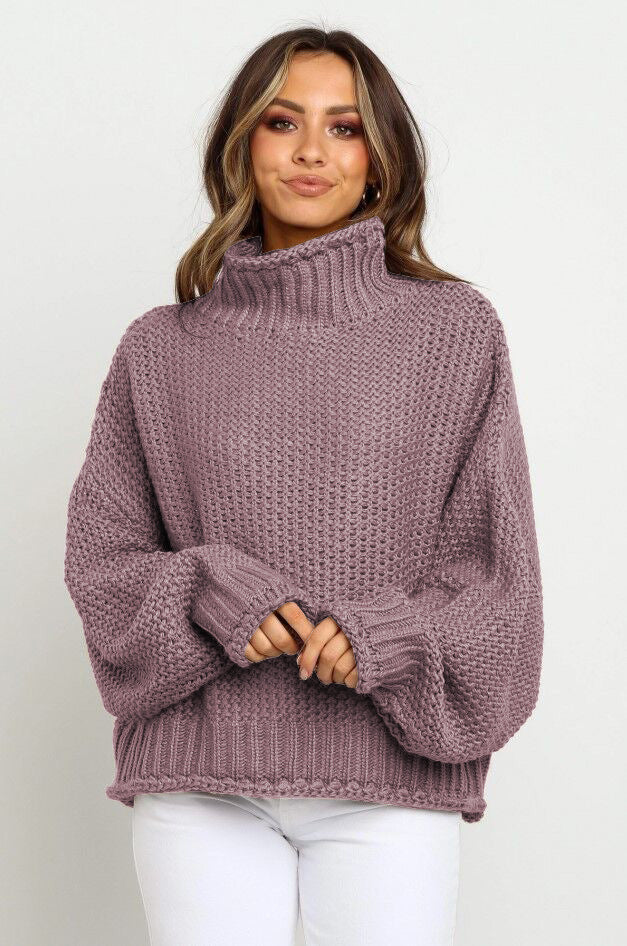 Fall Winter Pullover High-neck Loose-fitting Women's Sweater