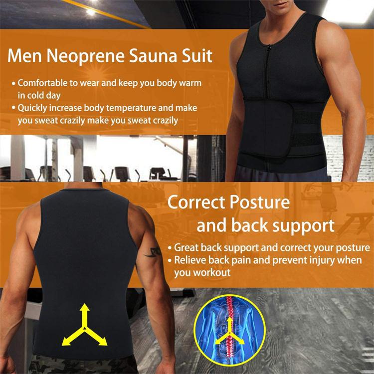 Fitness Men Shapewear Sauna Vest Waist Trainer Double Belt Sweat Shirt Corset Top Body Shaper