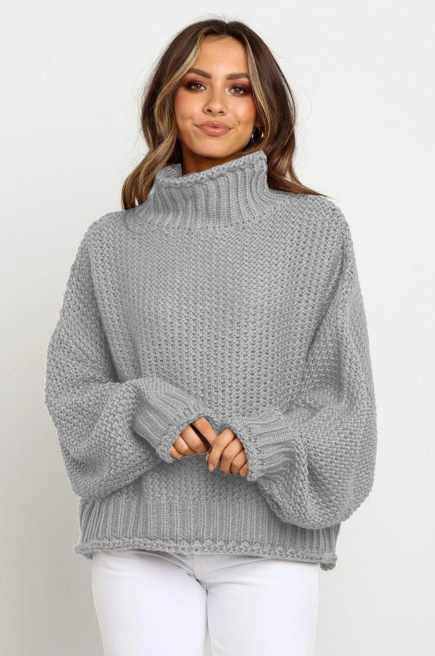 Fall Winter Pullover High-neck Loose-fitting Women's Sweater